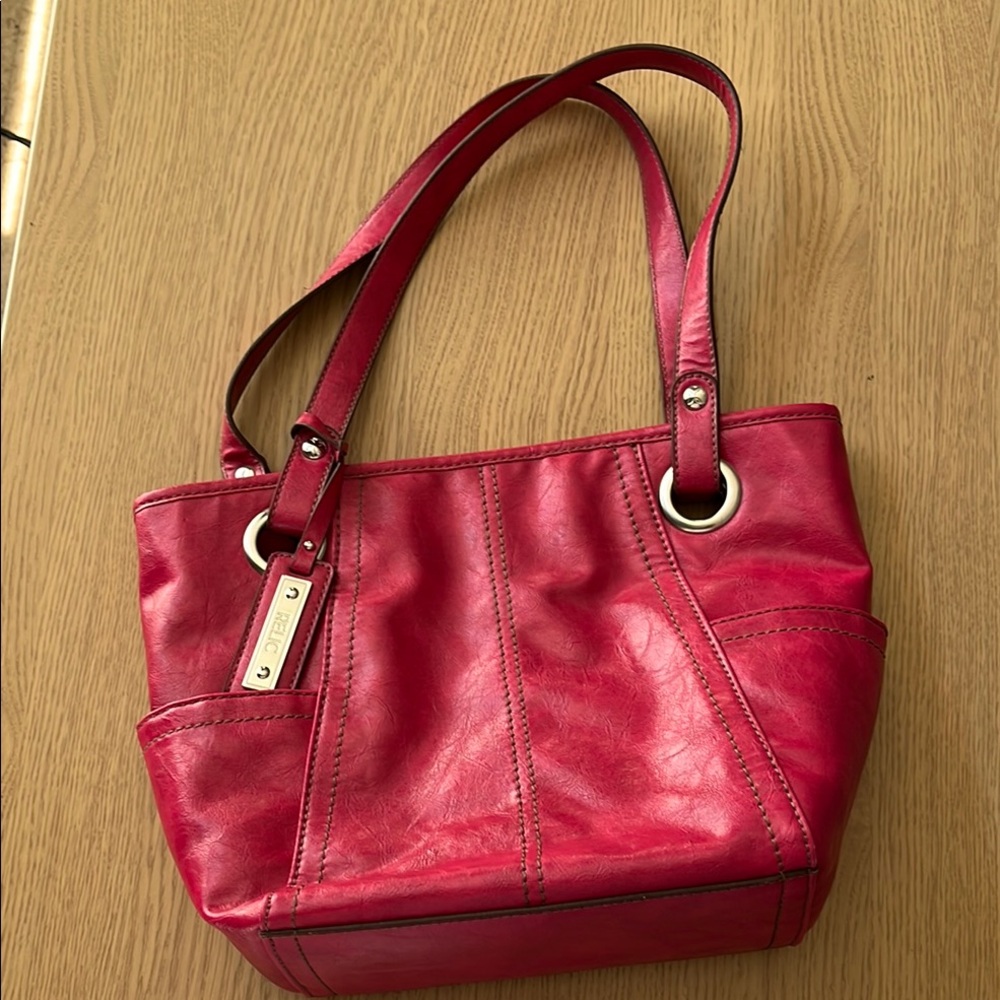 Relic Pink Shoulder Bag with Silver Tone Hardware